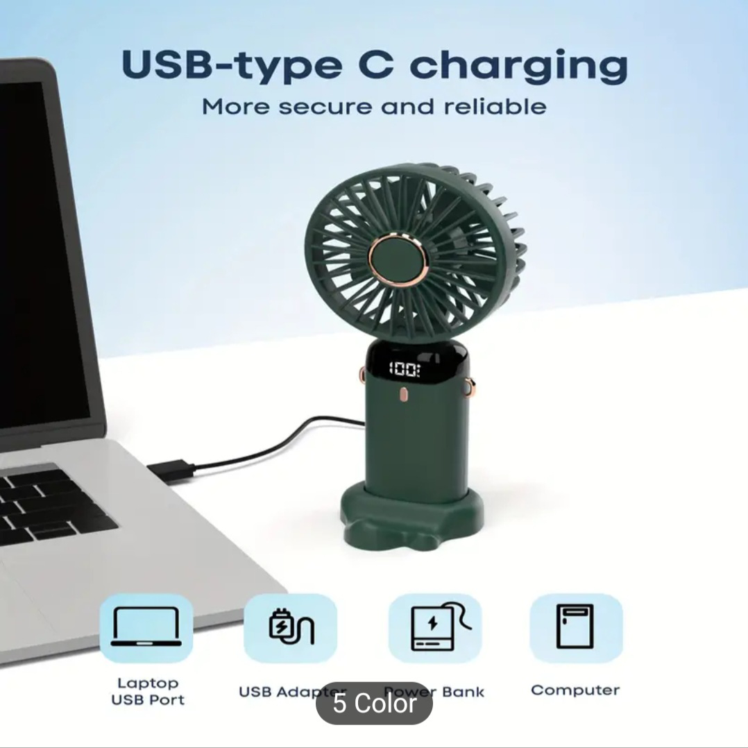 Portable Led Fan 5 speed control image indicator(3)