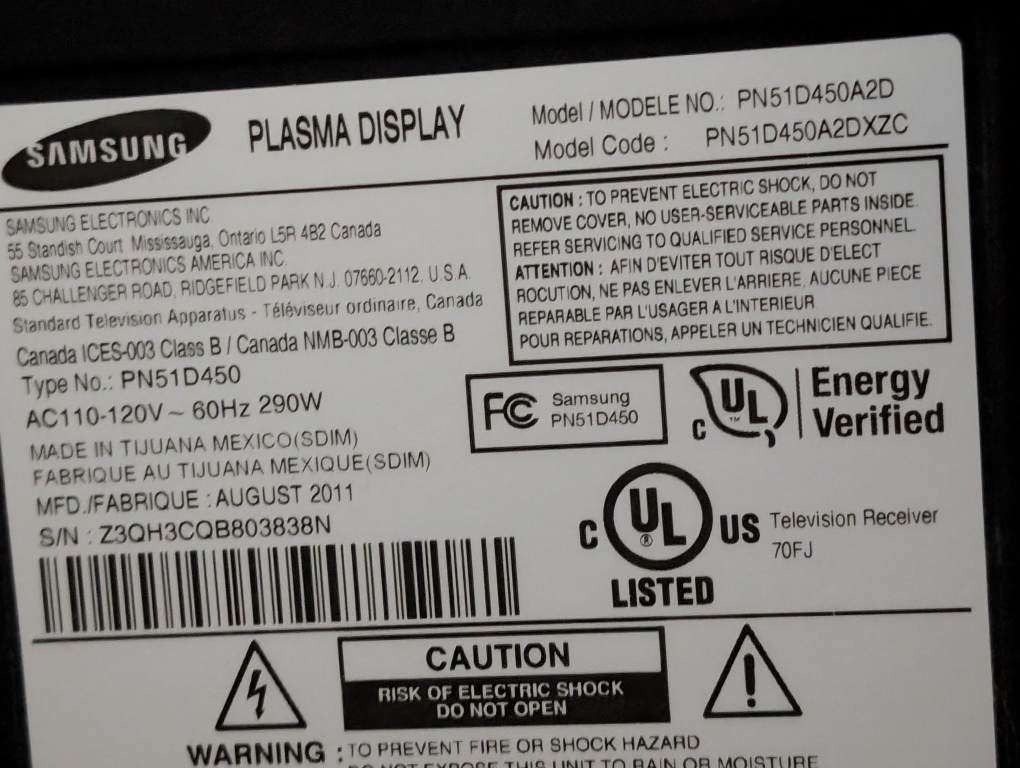 Samsung 51 inch plasma TV 720p (damaged) - photo 2