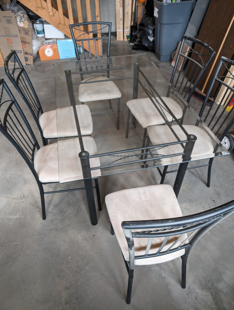 Glass top table and 6 chairs - photo 2