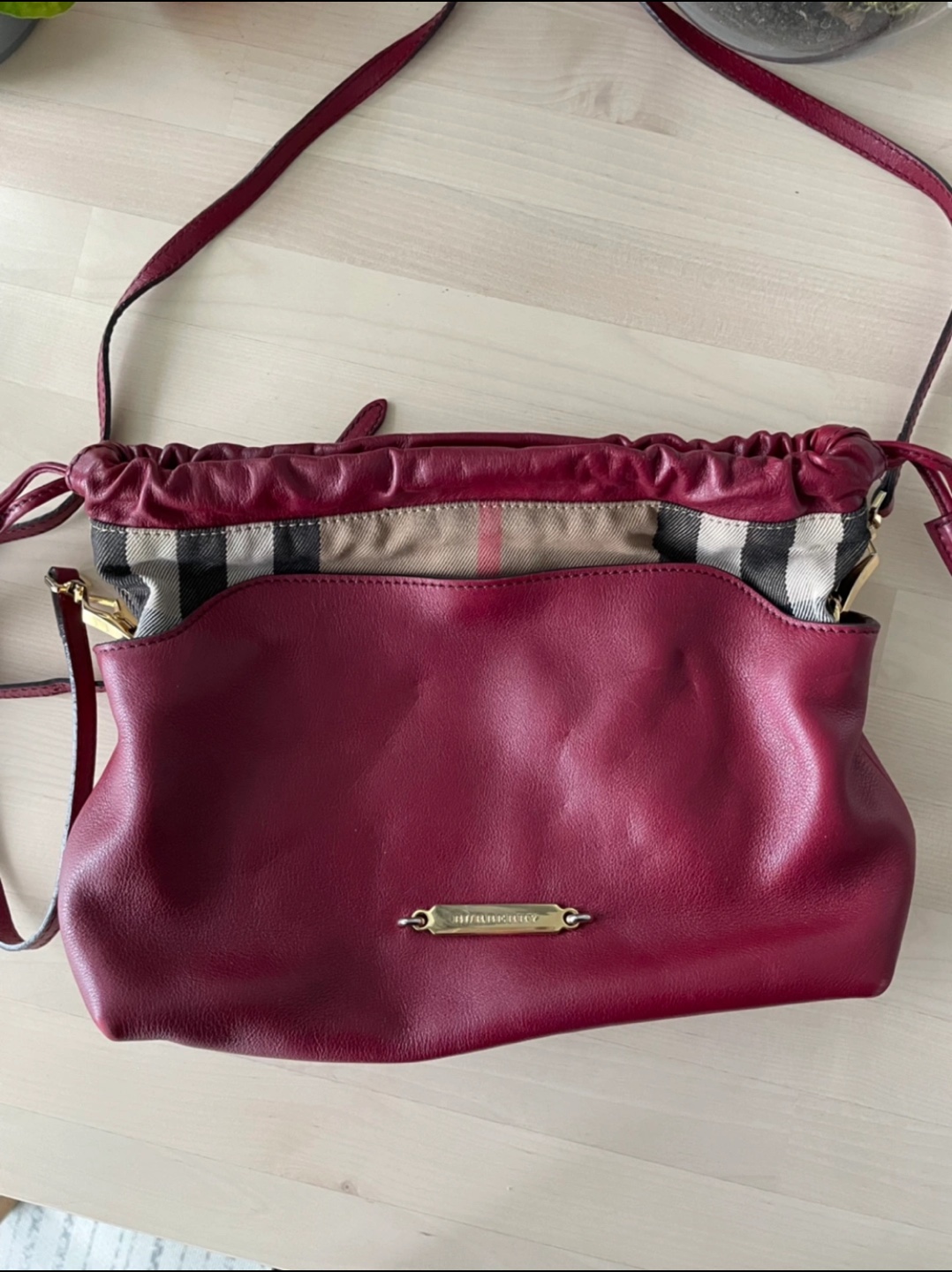 Burberry Little Crush Red Leather & House Check Crossbody Bag - photo 2