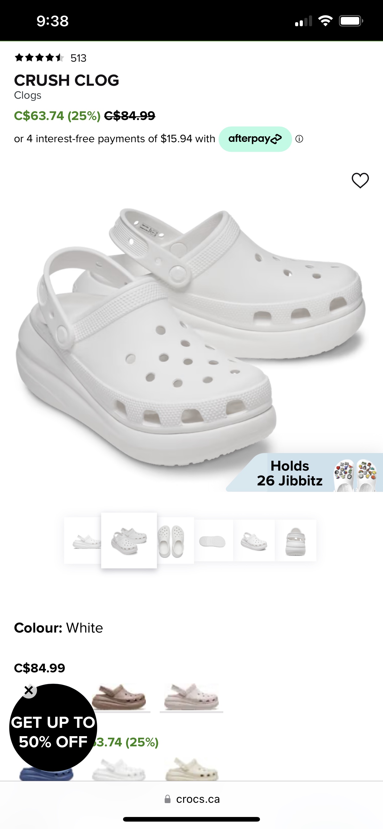 White Croc Crush Women Size 7 thumbnail