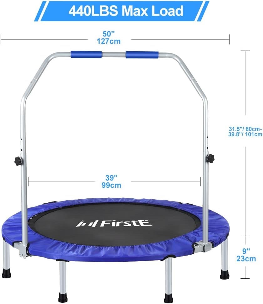 Brand new FIRSTE 50 inch trampoline with bar