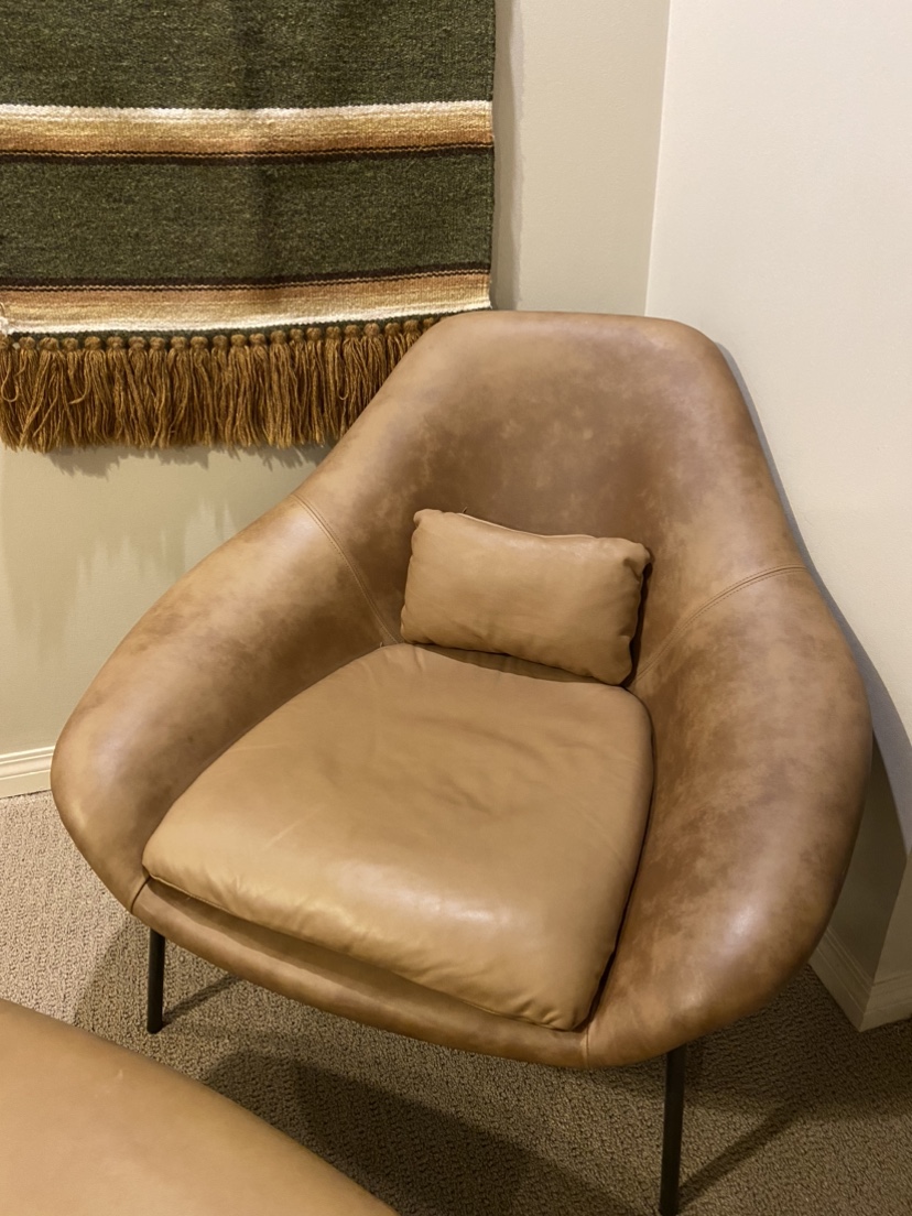 Structube Leather Chair and Footrest Set