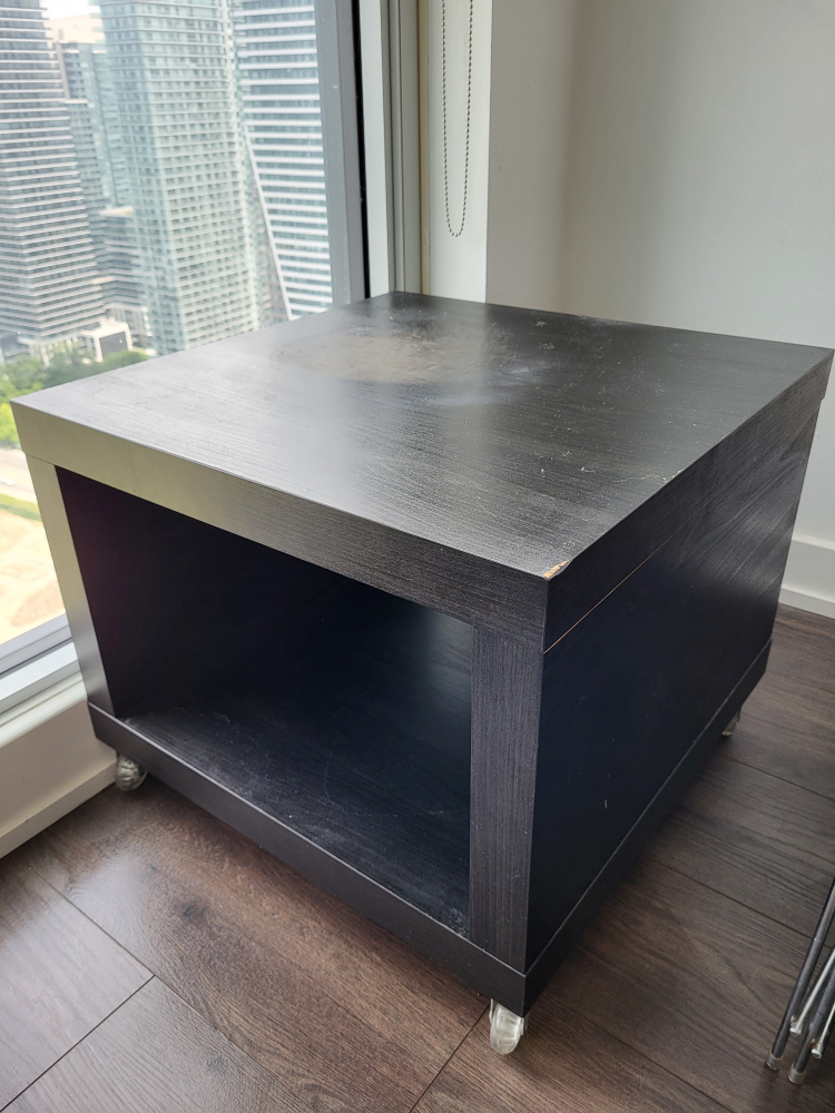 Black Side table on wheels