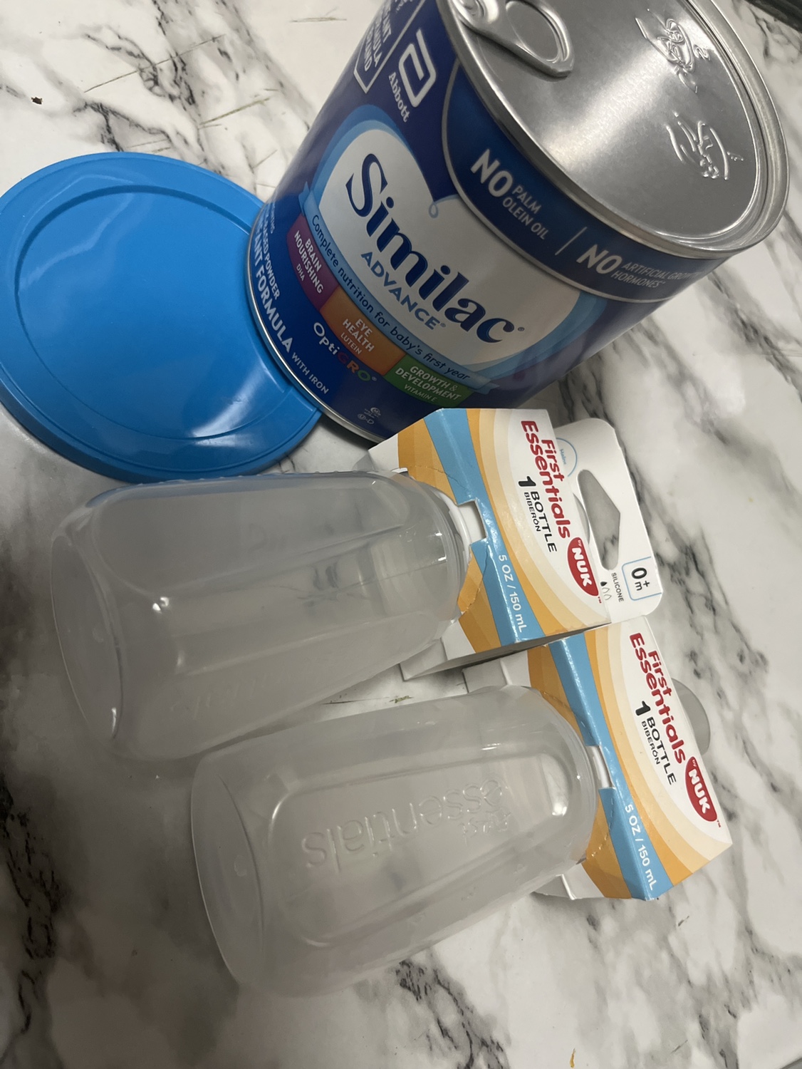 Baby formula & bottle & baby oil