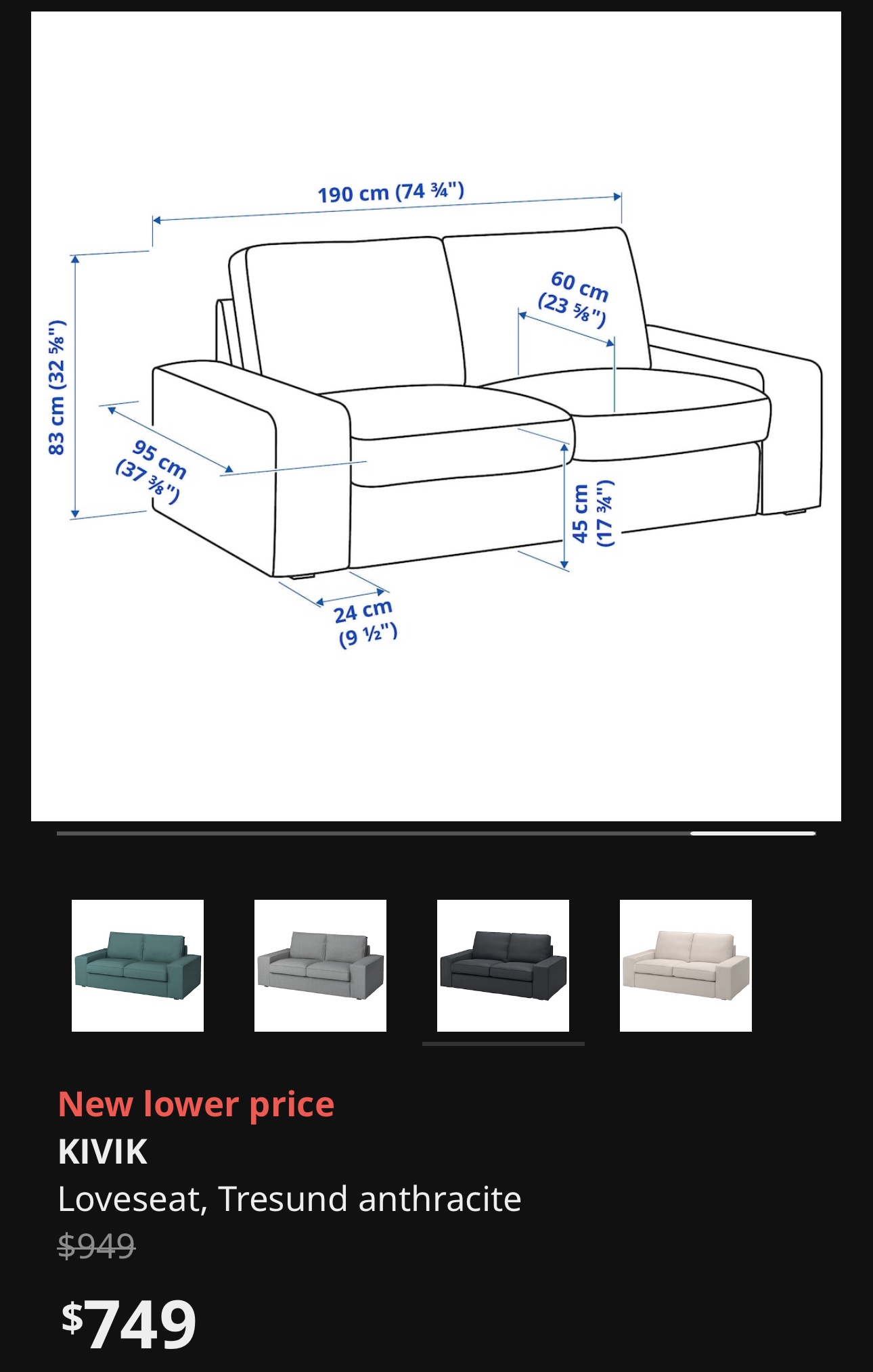 🔥moving: IKEA kivik loveseat/ sofa $150 pick up only - photo 5