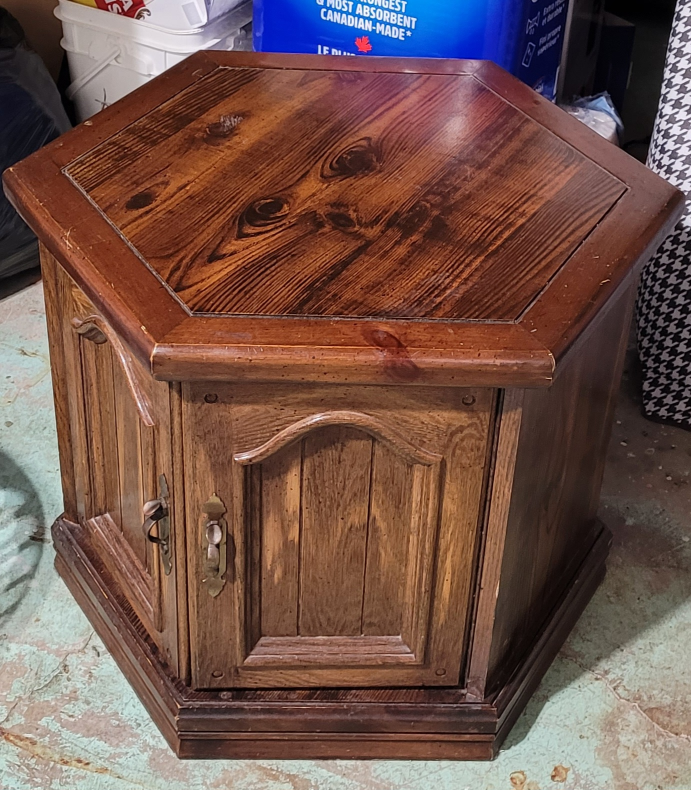 Hexagonal Wood End Table