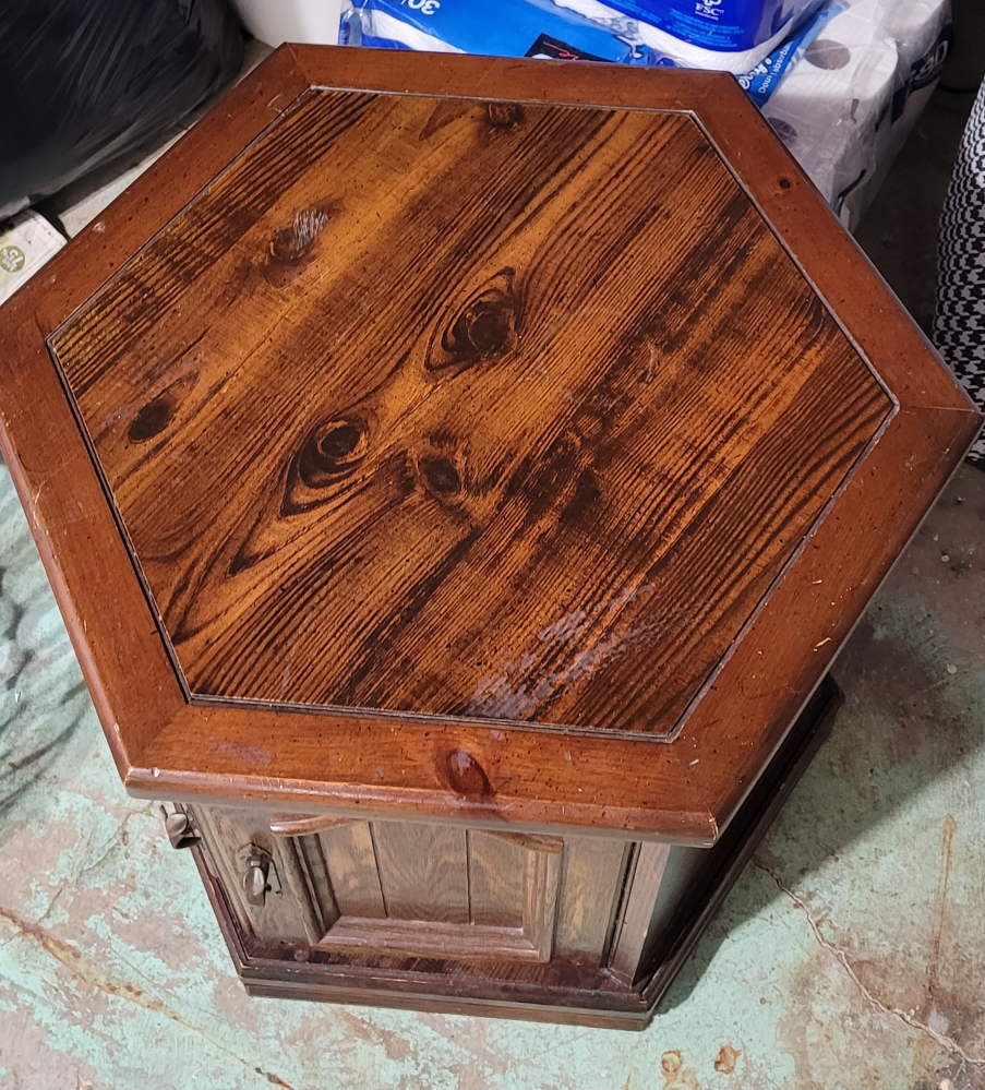 Hexagonal Wood End Table - photo 2