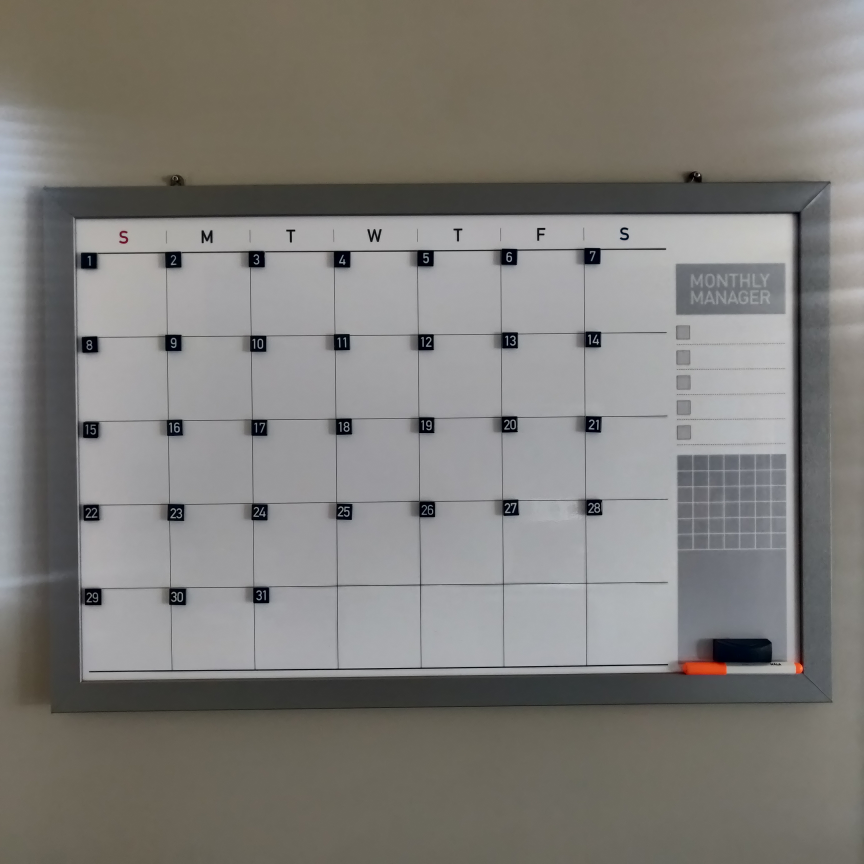 Monthly Planner Whiteboard / Dry Erase
