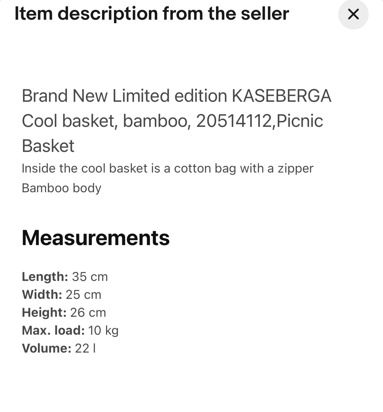 💘 IKEA Ltd Edition Bamboo Picnic Basket w/liner image indicator(9)