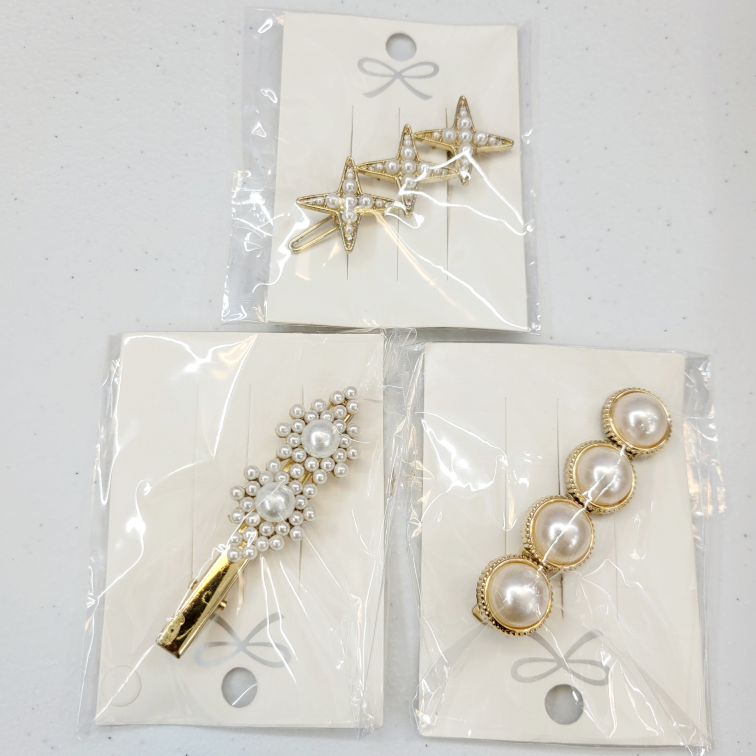 Lot Of 3 Brand New Pearl Hair Clips thumbnail