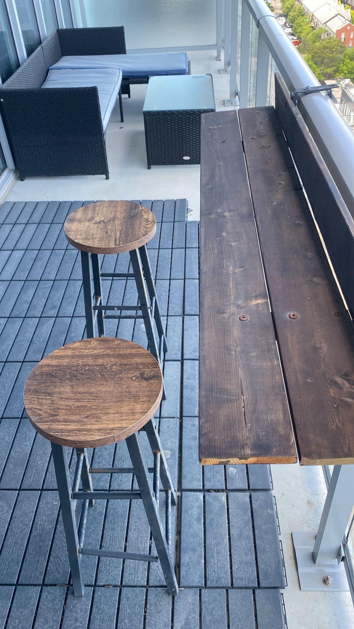 Custom balcony bar with stools