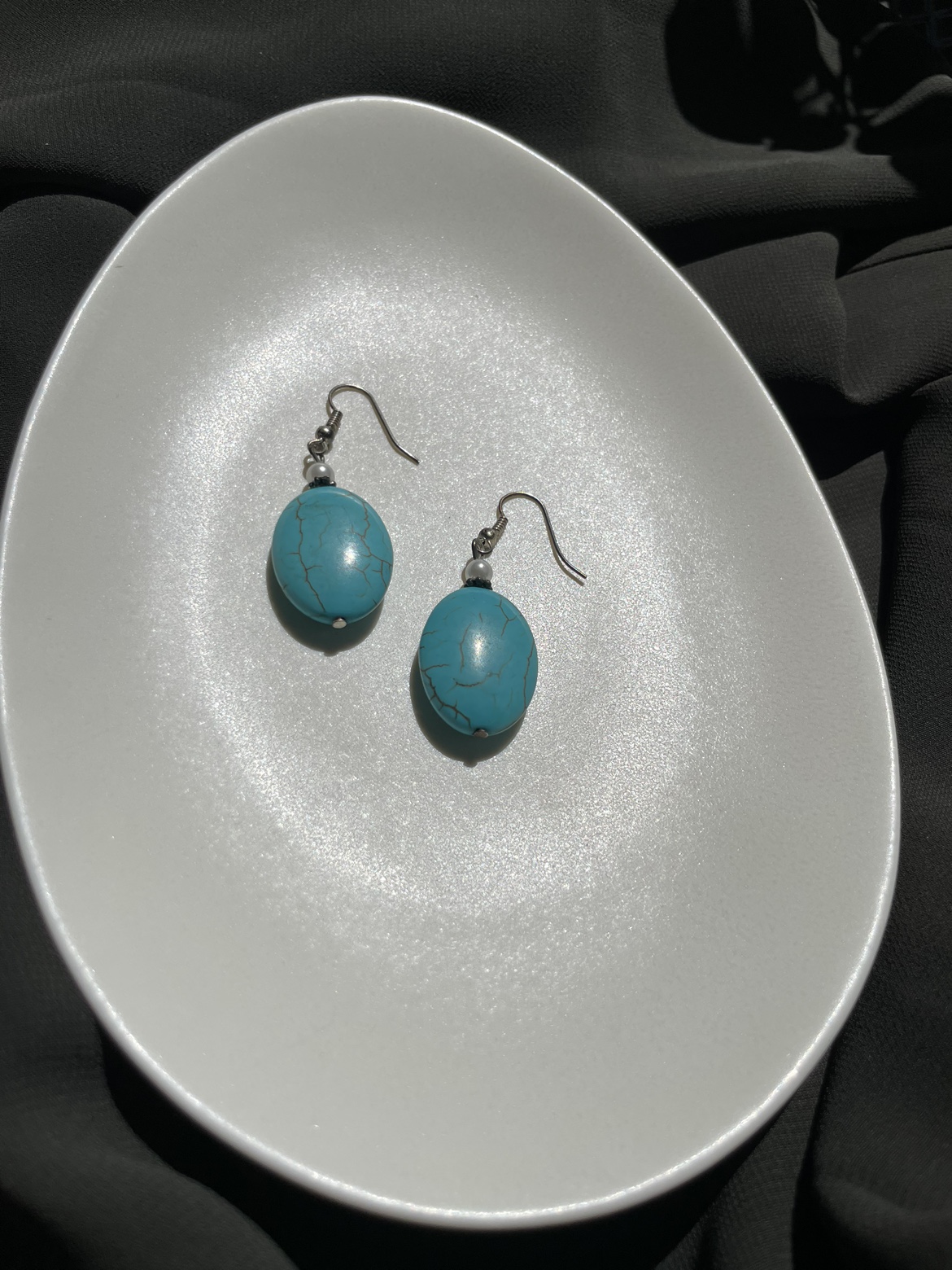 Dainty Pearl & Turquoise Earrings thumbnail