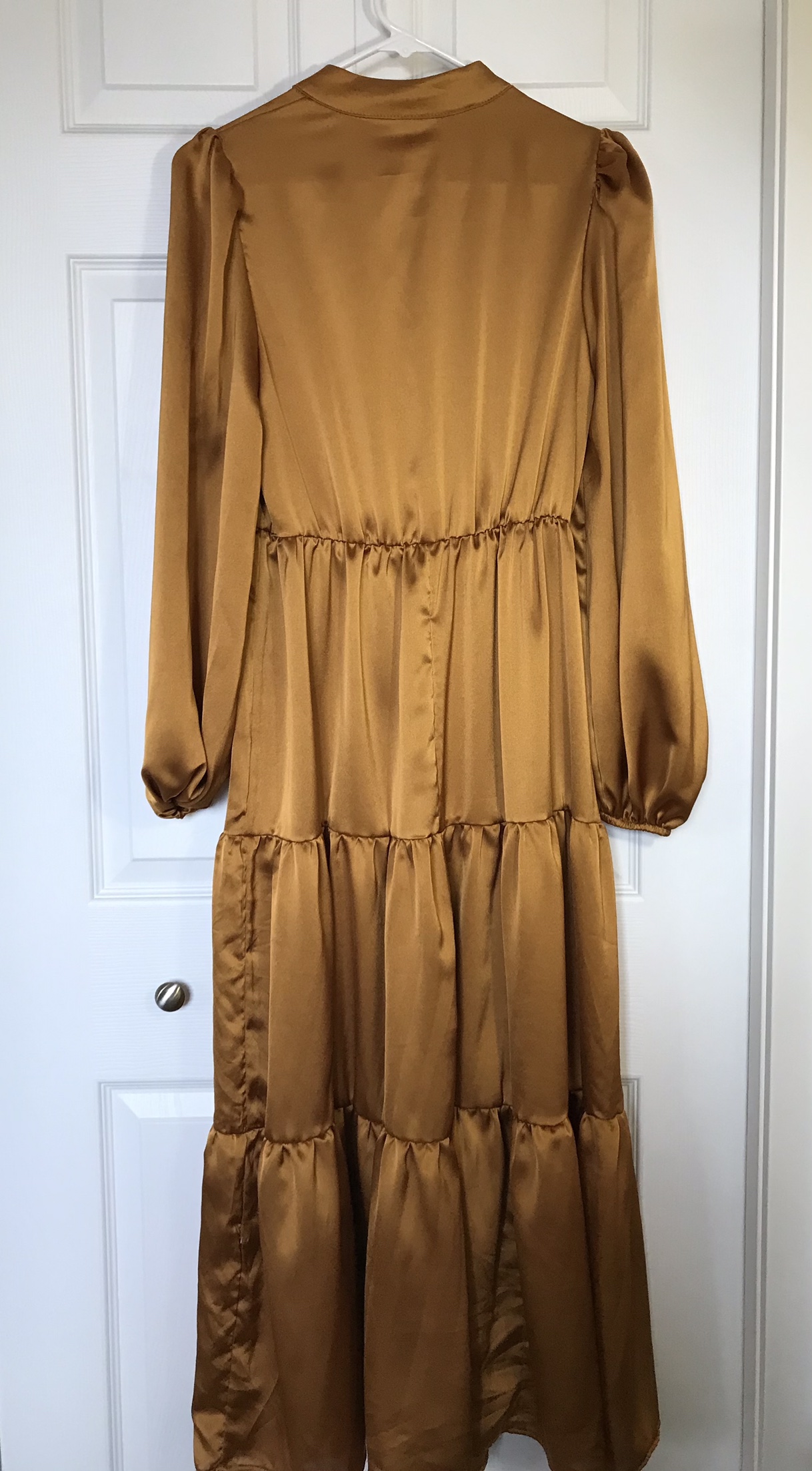 Modely Lantern Sleeve Ruffled Belted Satin Dress - photo 3
