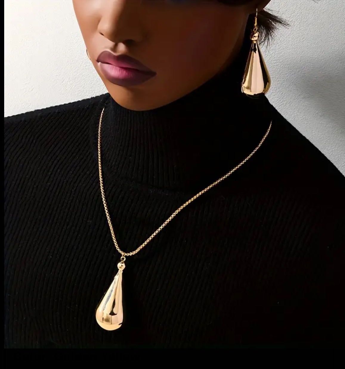 14 k gold plated water drop jewelry set - photo 3