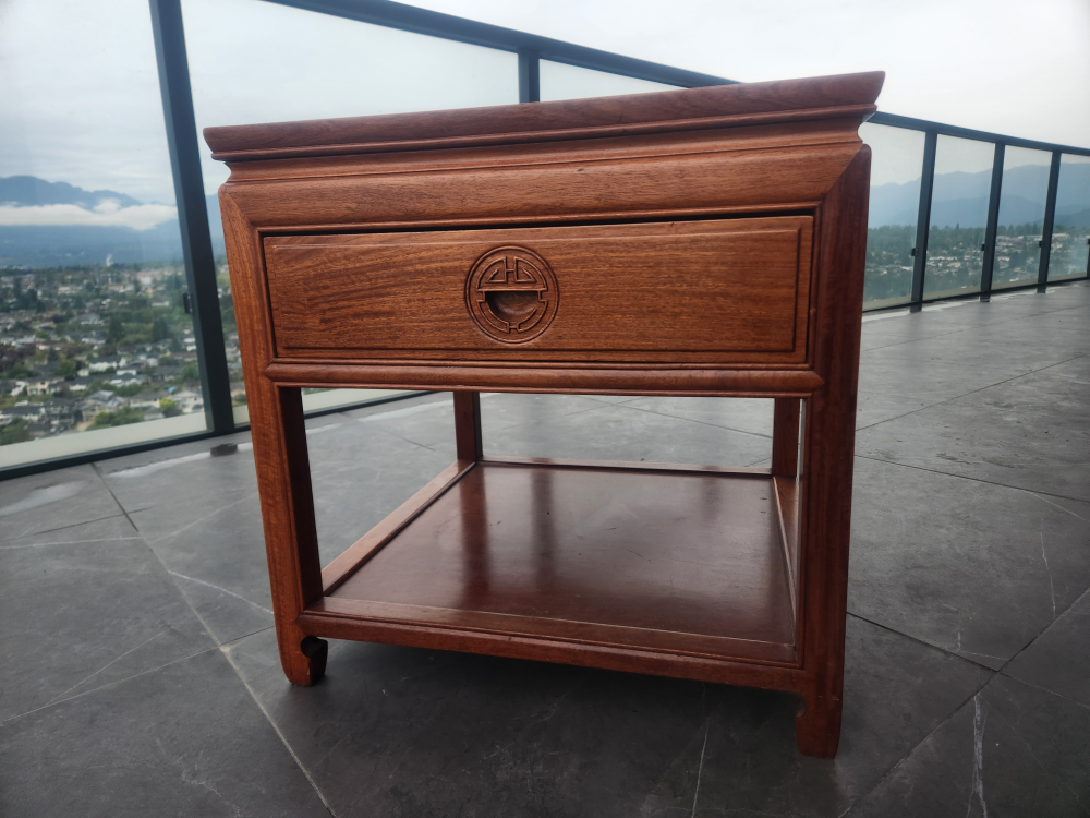 2 Chinese Vintage Side Table with Drawer and Shelf thumbnail