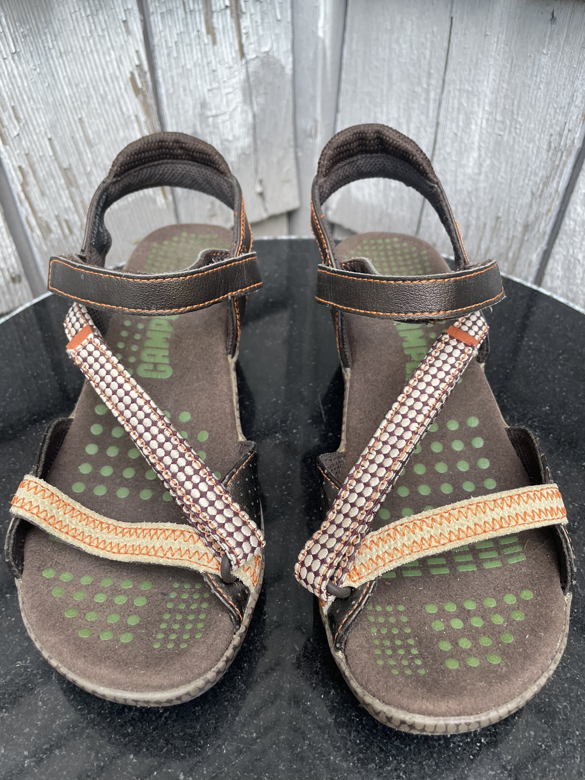 Camper Brown strapping wedge sandals women’s size 6, barely worn image indicator(7)