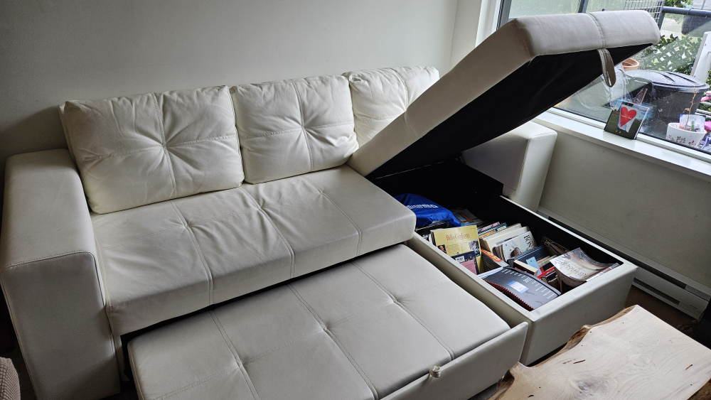 faux white leather L shape couch image indicator(3)