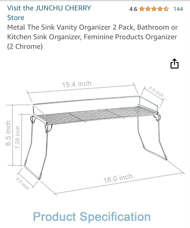 One Metal steel sink vanity organizer storage shelf collapsible image indicator(2)