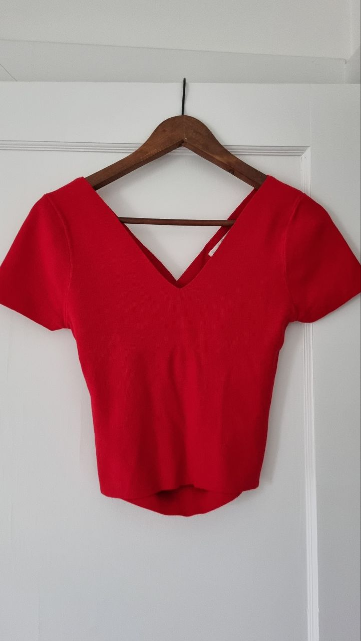 Red Open-Back Crop Top