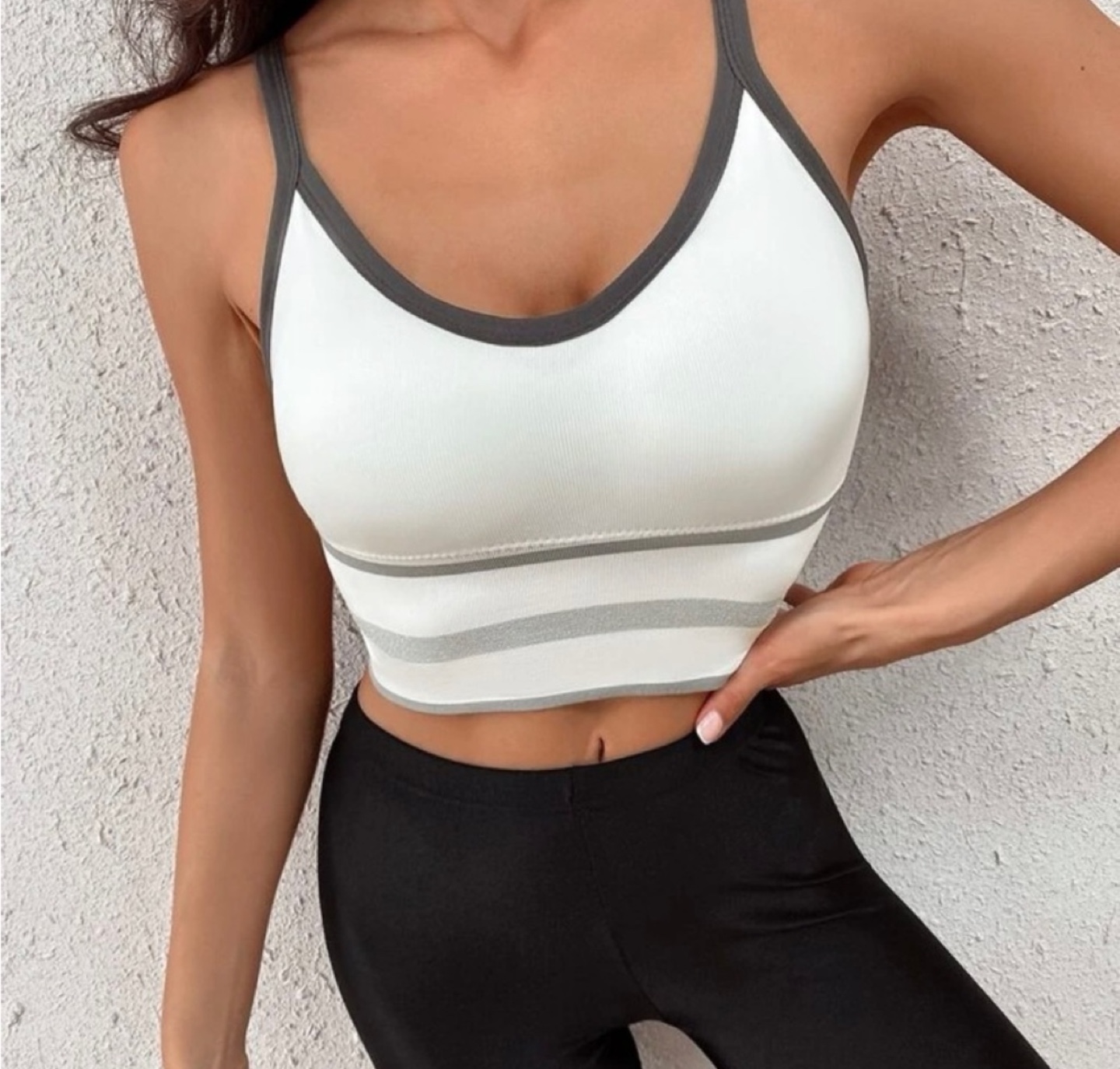 White contrast strappy tank