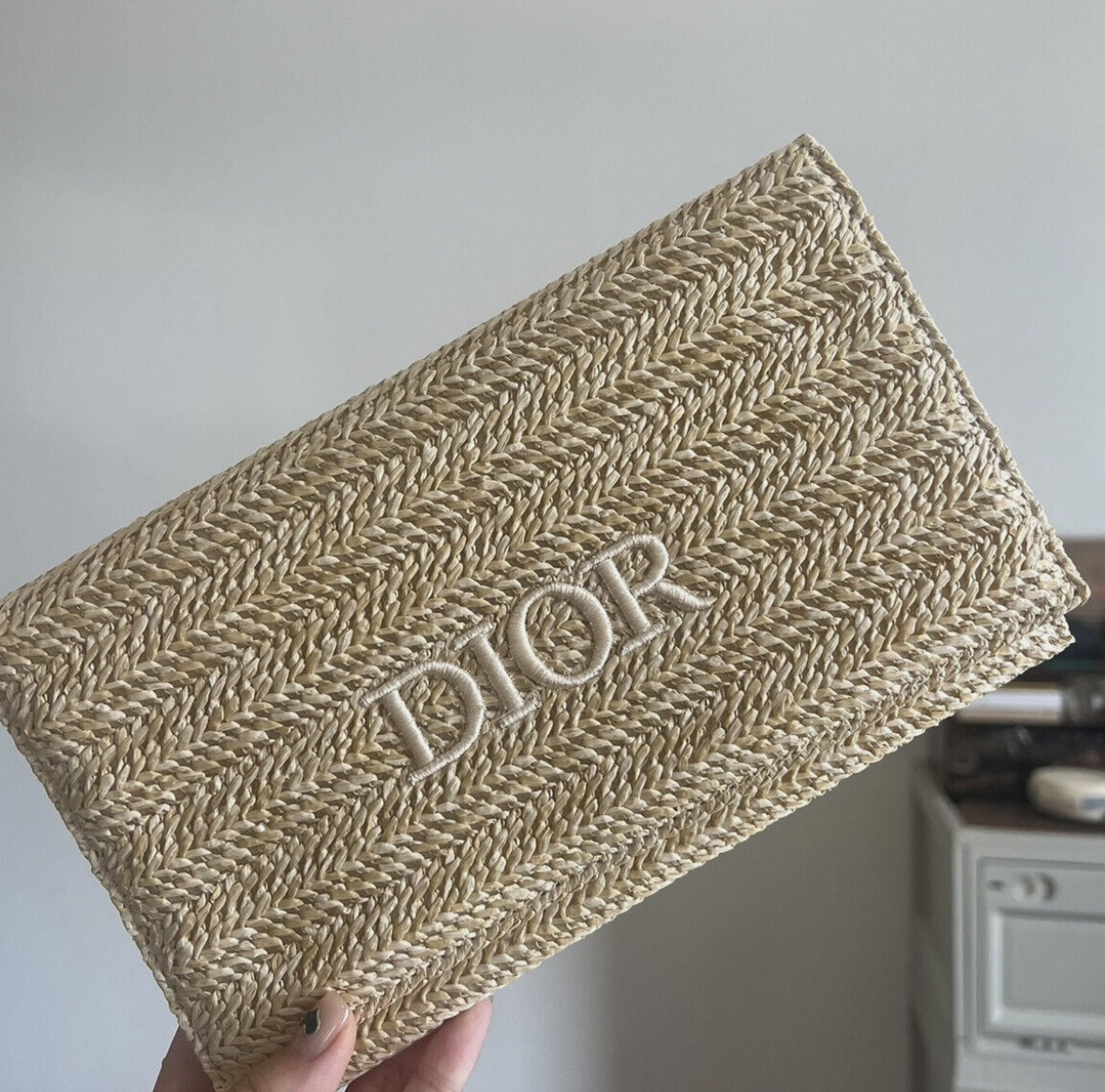 Dior Limited Edition Raffia Cosmetic Pouch Converted to Bag image indicator(2)