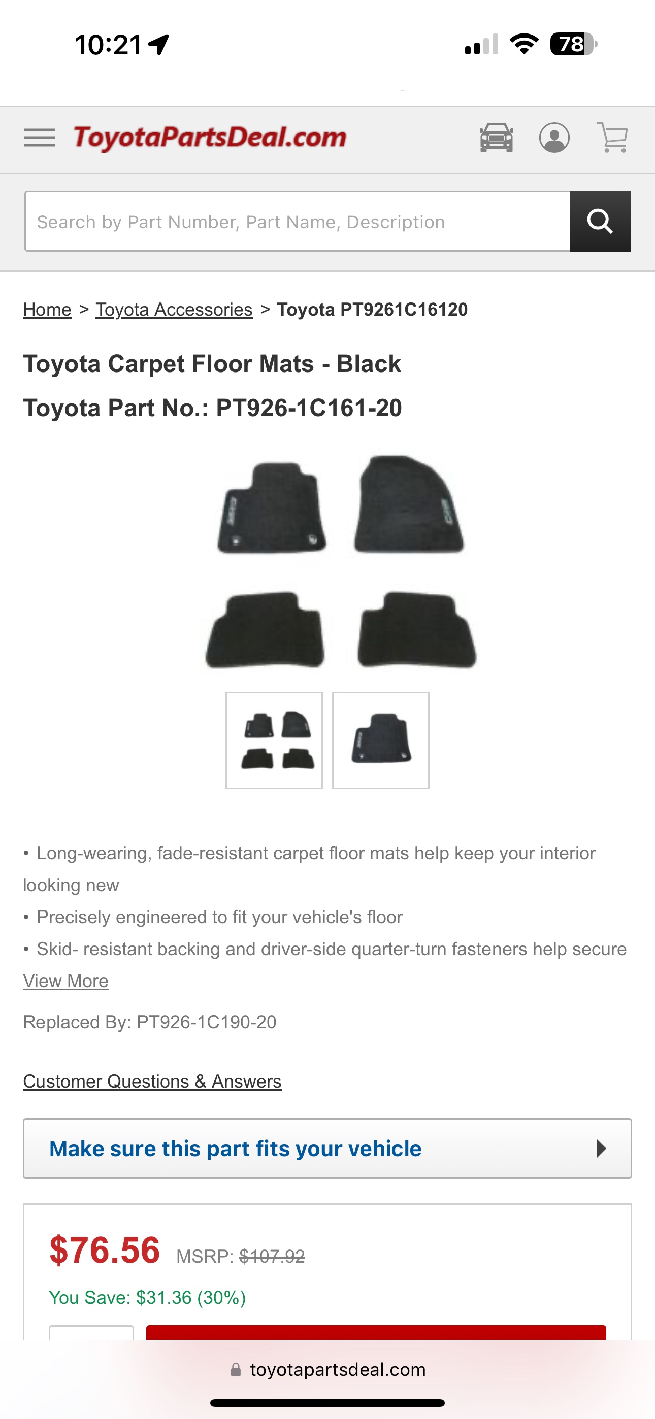 New Genuine Toyota 2019 CH-R Mats - photo 3