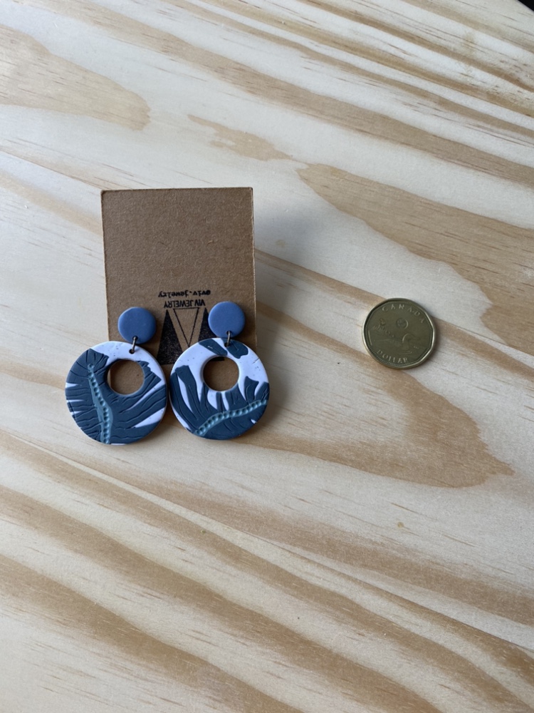 White and Periwinkle Blue Polymer Clay Earrings image indicator(2)