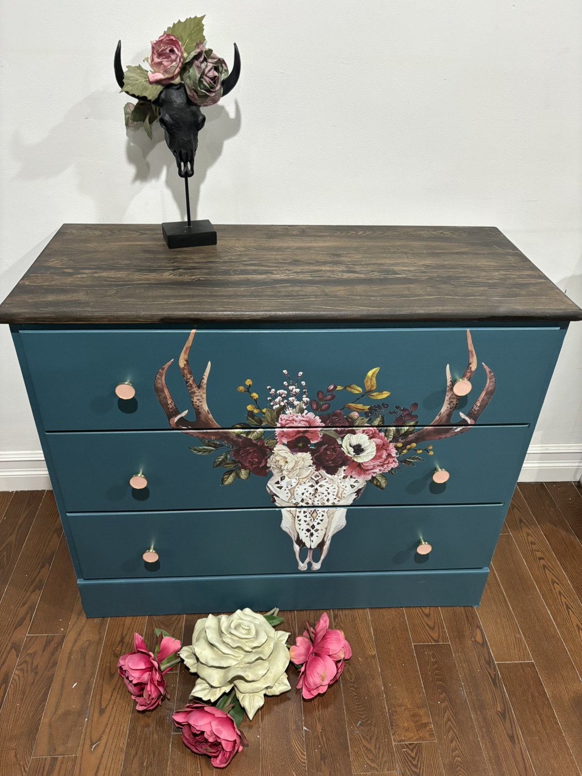 Teal bohemian dresser