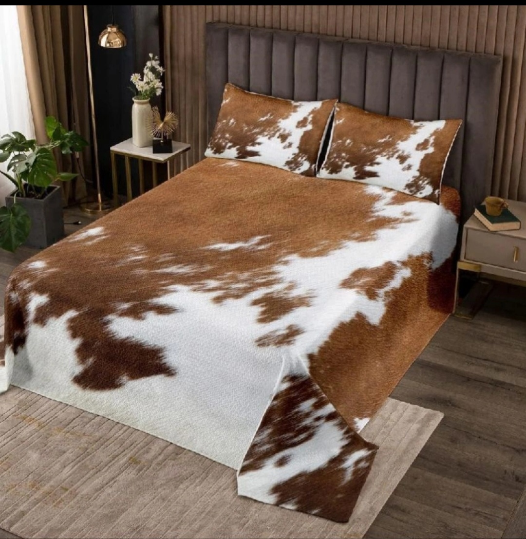 NEW-Cowhide Pattern Twin Bedspread thumbnail