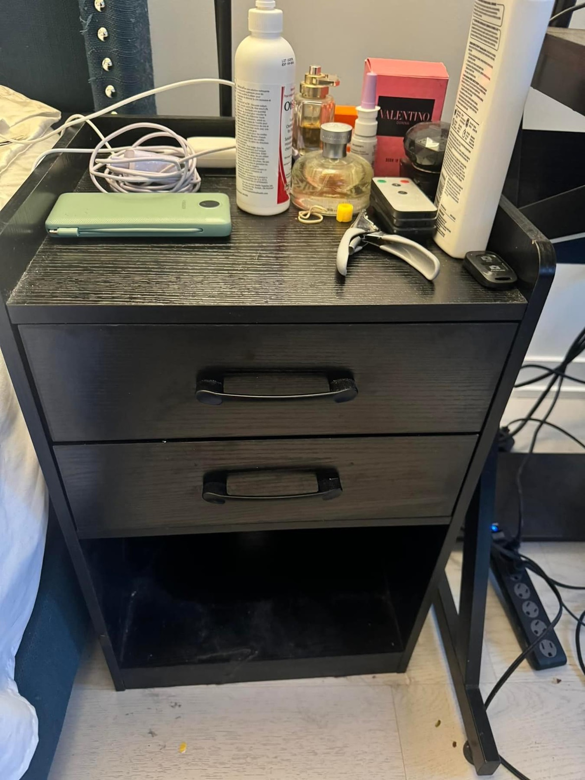 LED Nightstand with dual power outlet & 2 USB ports