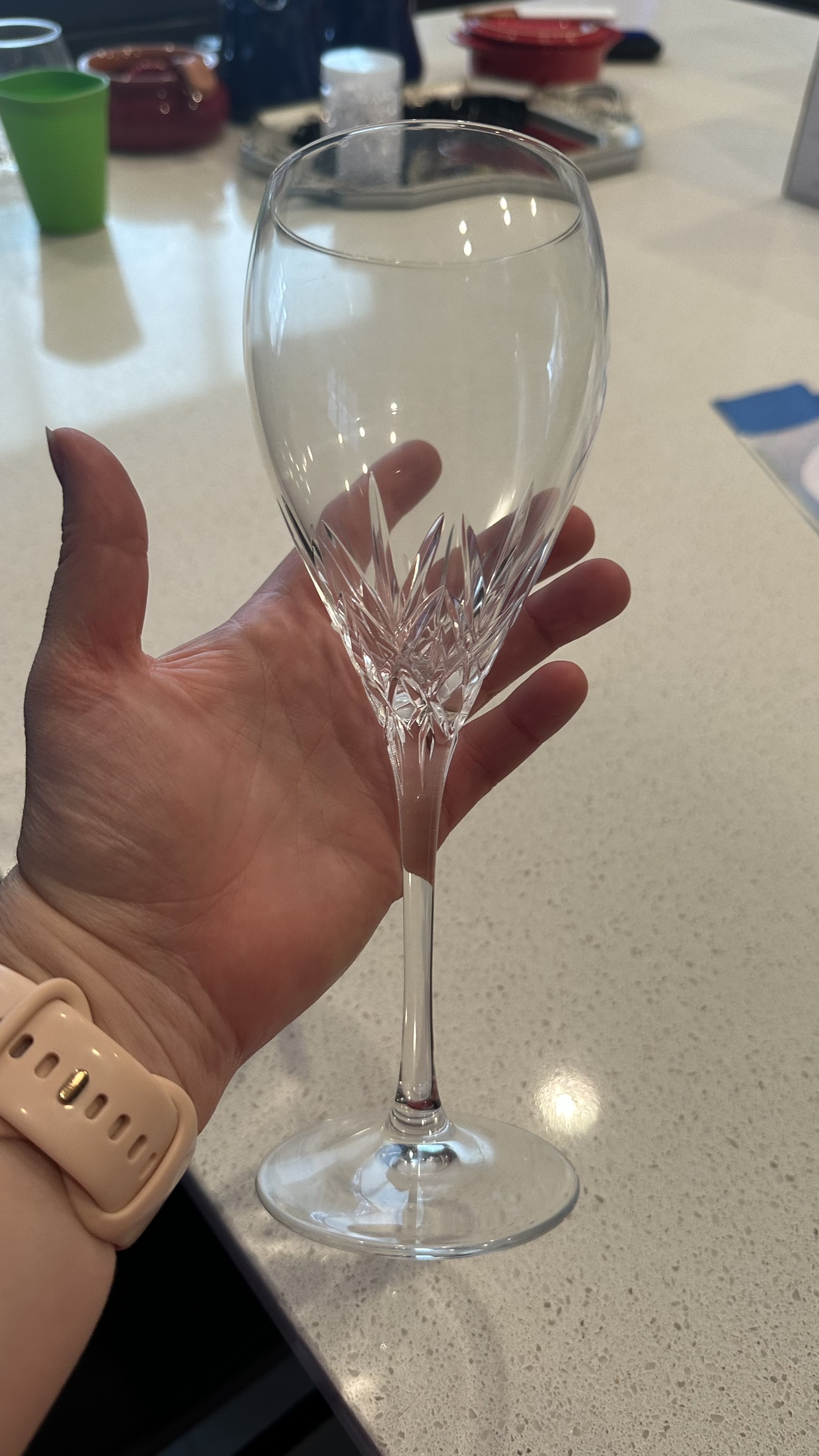 Set of 8 crystal wine glasses