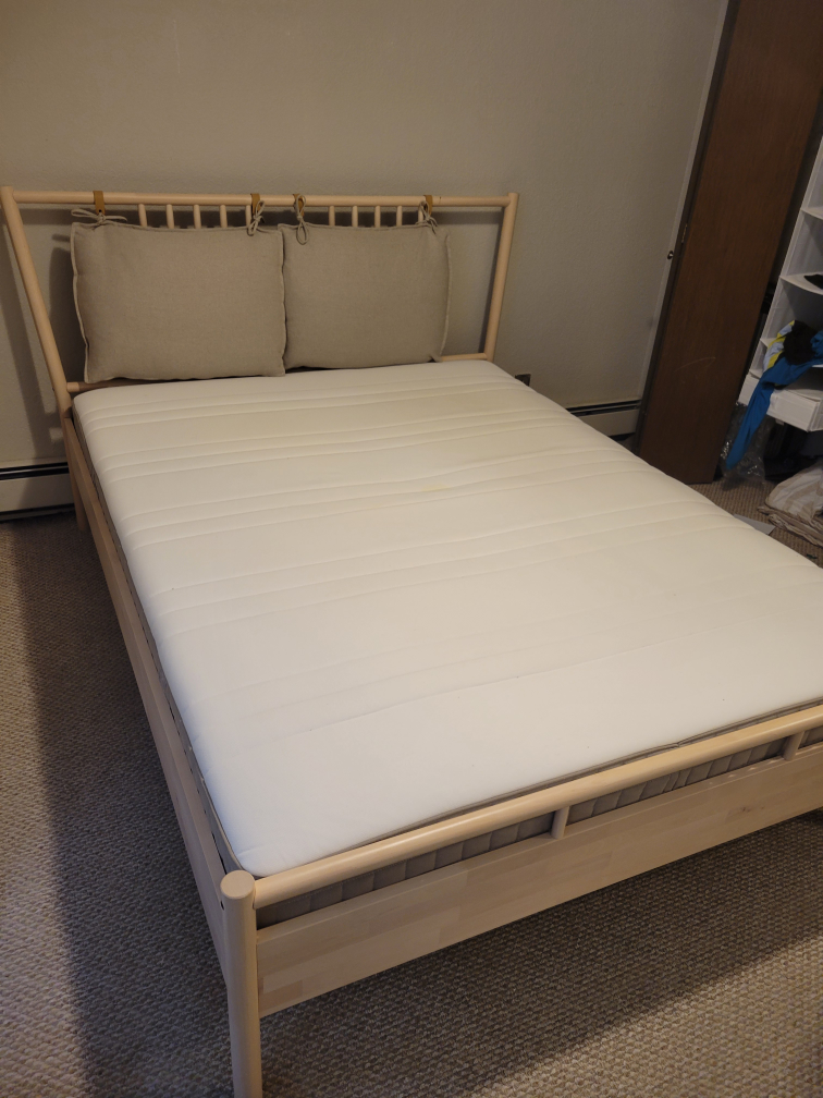 Queen bedrame + mattress