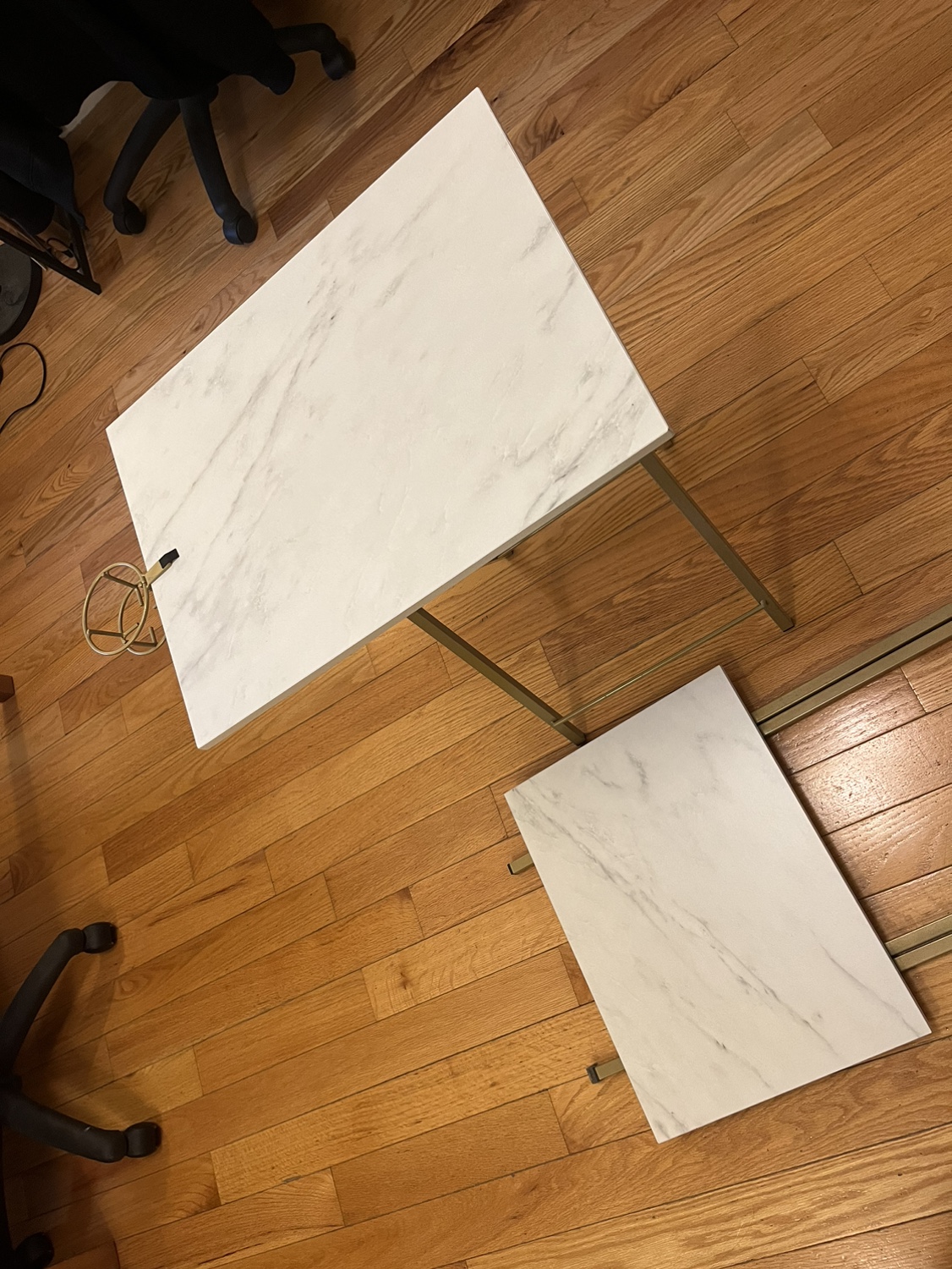 Two beautiful foldable tables. Golden/White