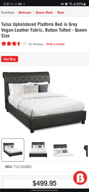 Tulsa faux leather queen bed frame *Cheap*