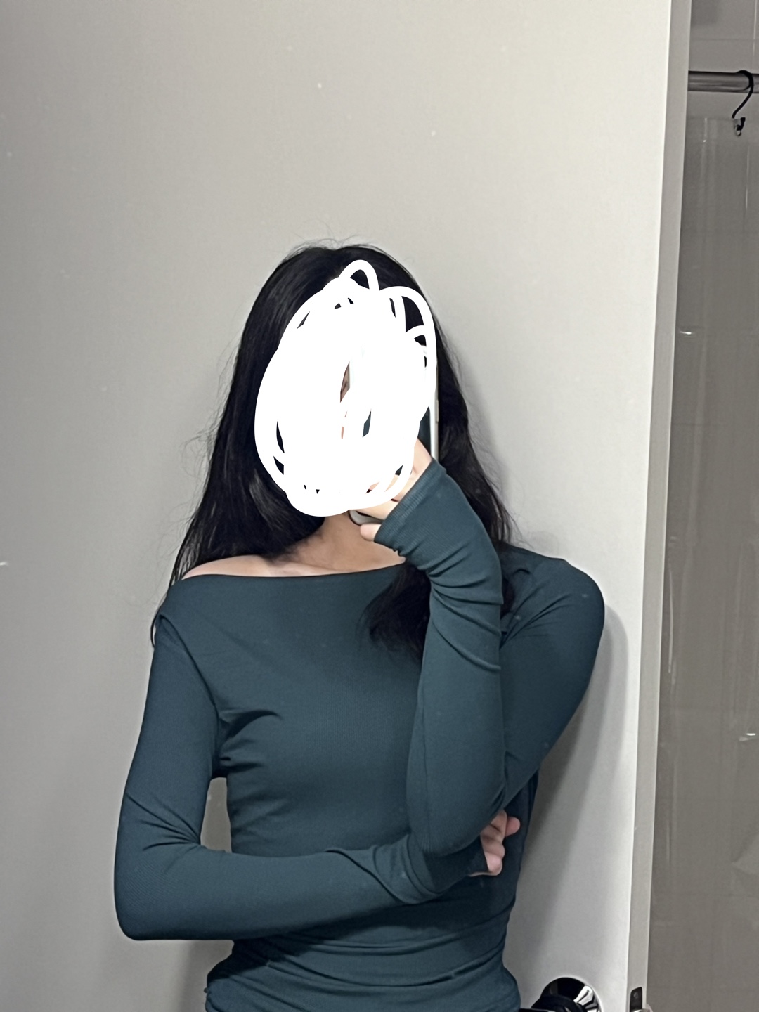 CIDER Solid Asymmetrical Neck Long Sleeve Top - photo 2
