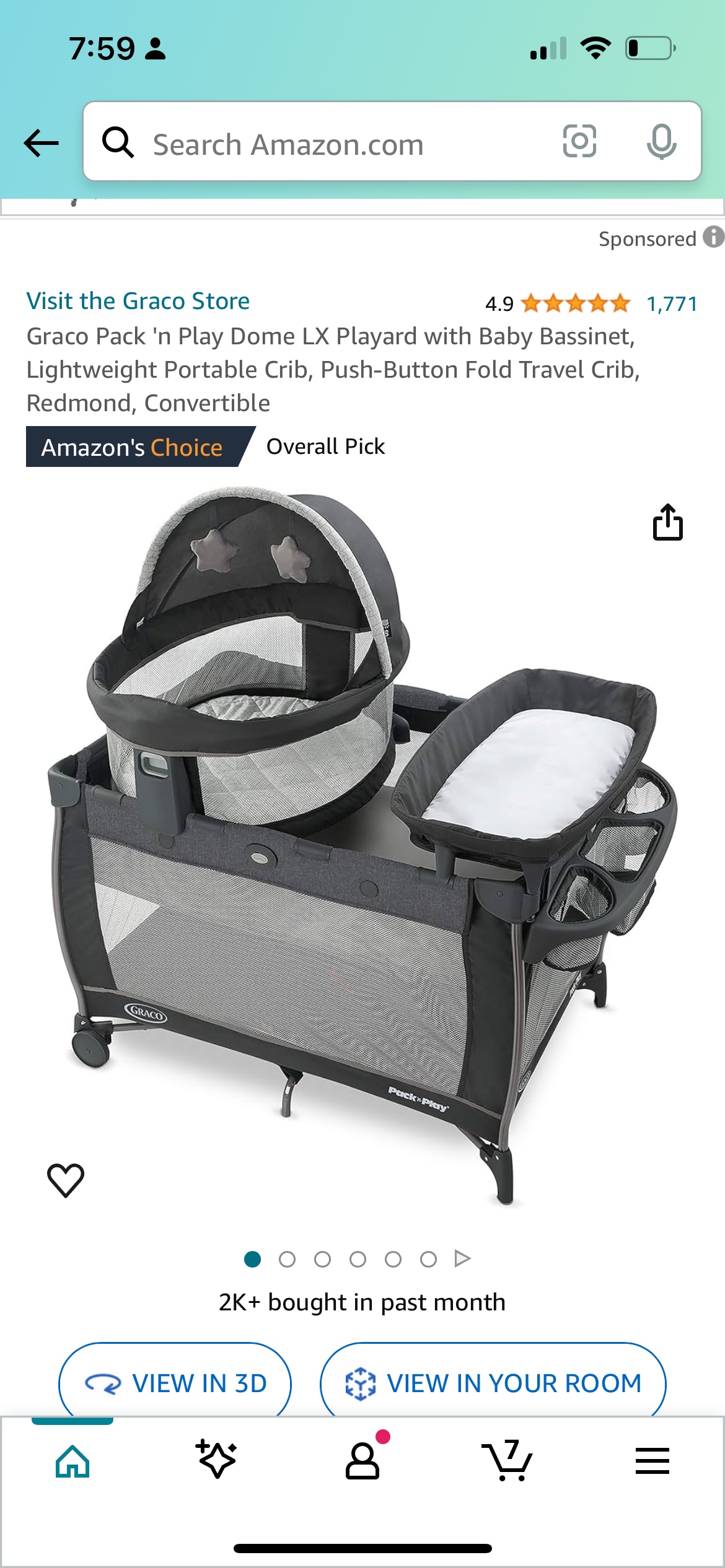 Graco pack and play with diaper changer and bassinet