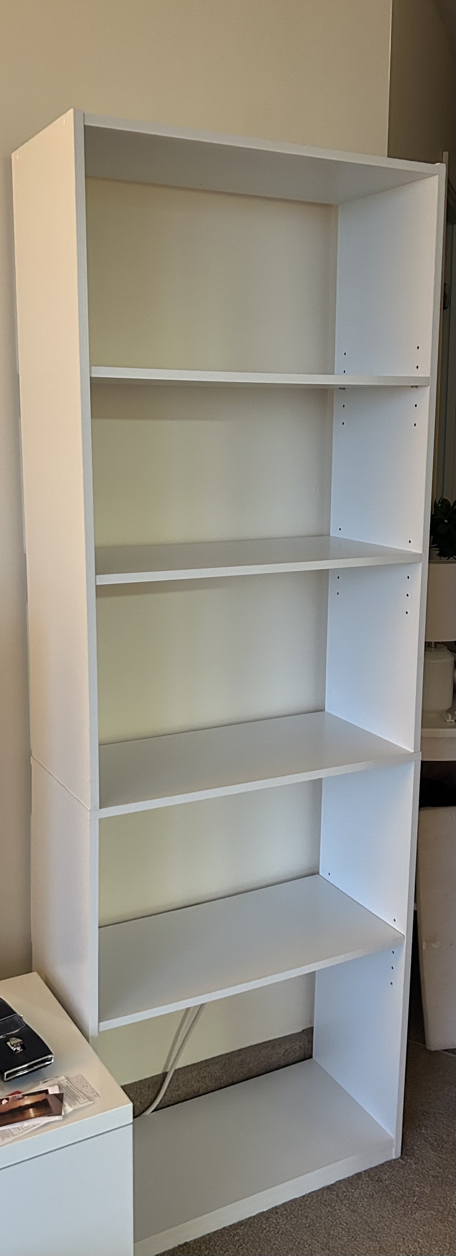 5 shelf white bookcase thumbnail