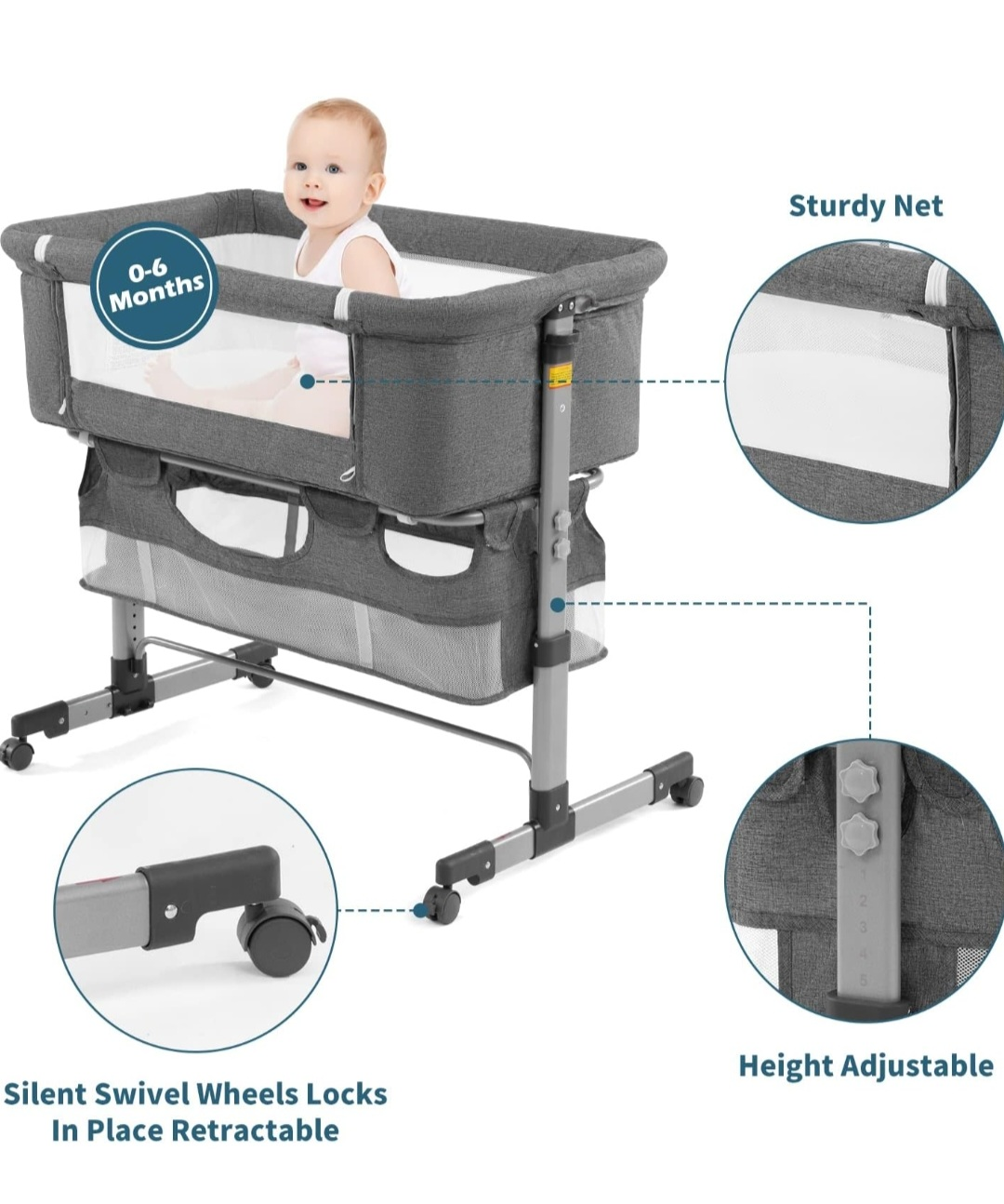 3 in 1 Baby Crib Baby Bed/Bassinet w/Breathable Net ...NEW - photo 3