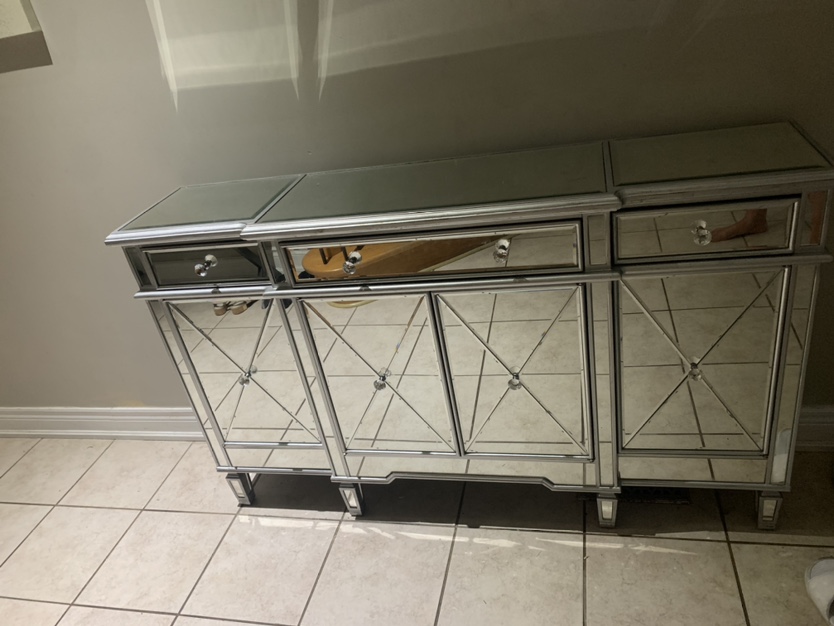 Glass Mirror Console Table