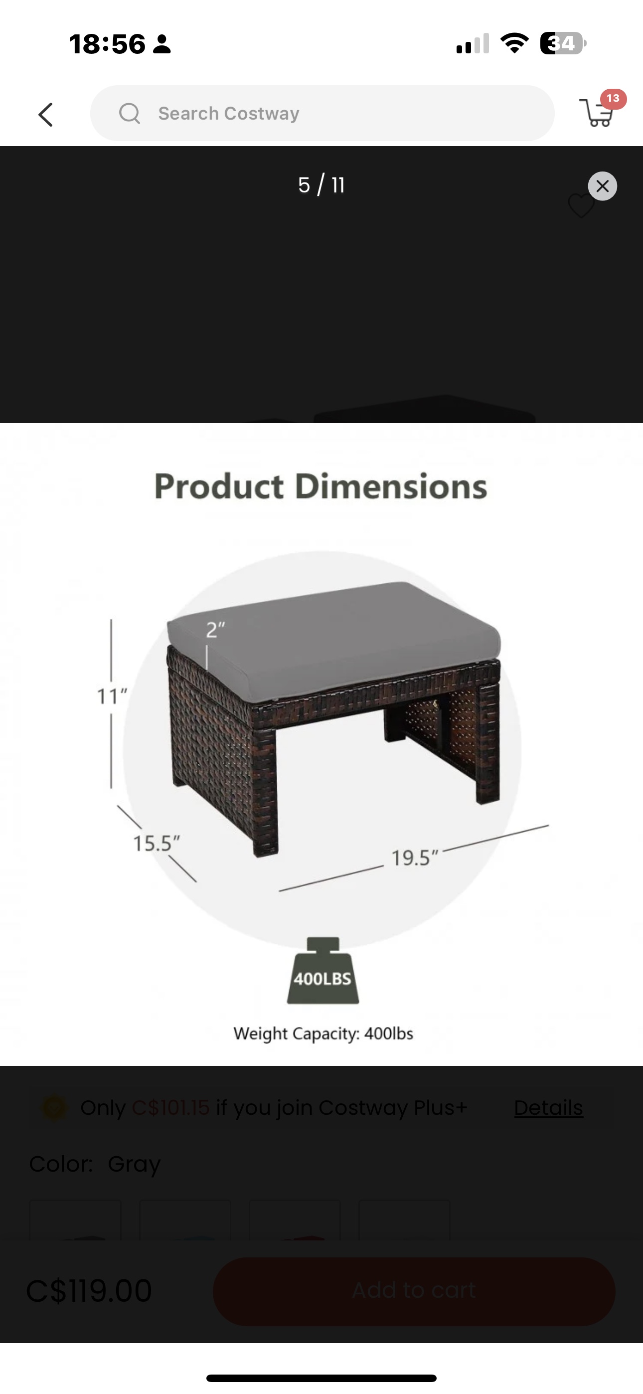 64% off 2 Pieces Patio Rattan Ottomans with Soft Cushion - photo 5