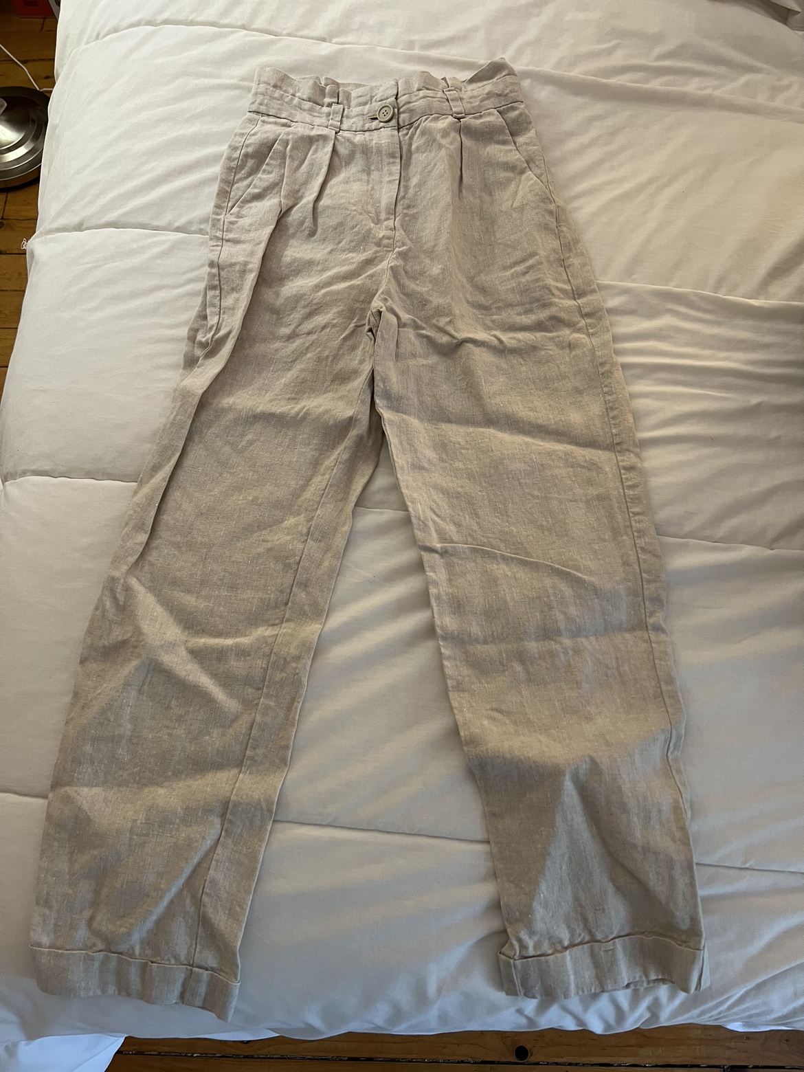 & other stories 100% linen beige pants - size 34 - photo 2