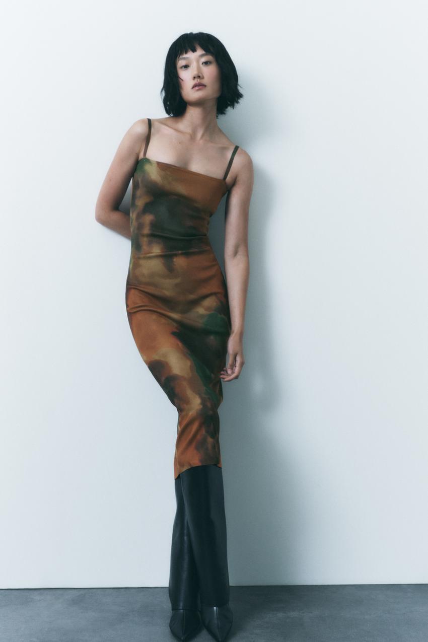 ZARA Printed Midi Dress