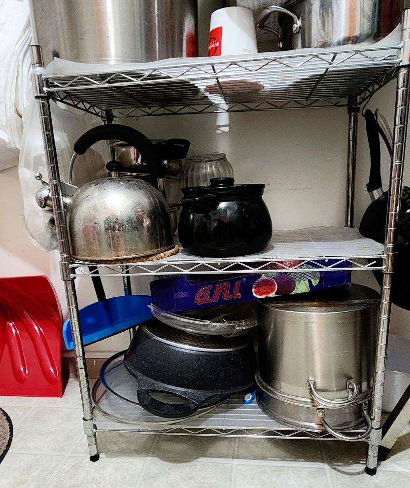 2 Amazon Basics 3-Shelf Shelving Storage Units | Chrome Silver image indicator(5)