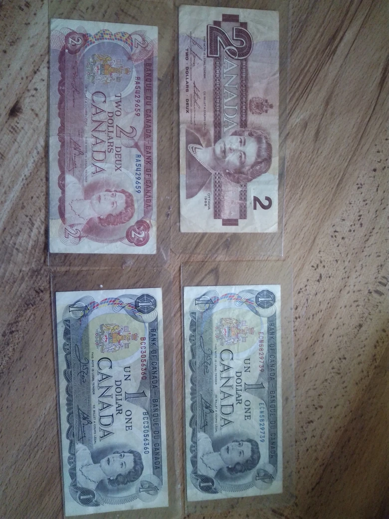 vintage Canadian currency