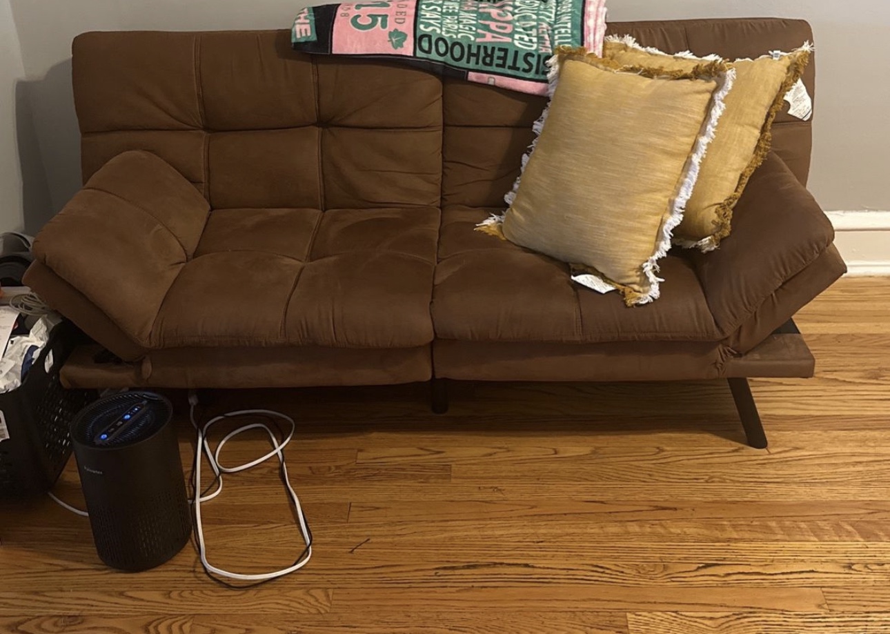 Brown futon couch great condition