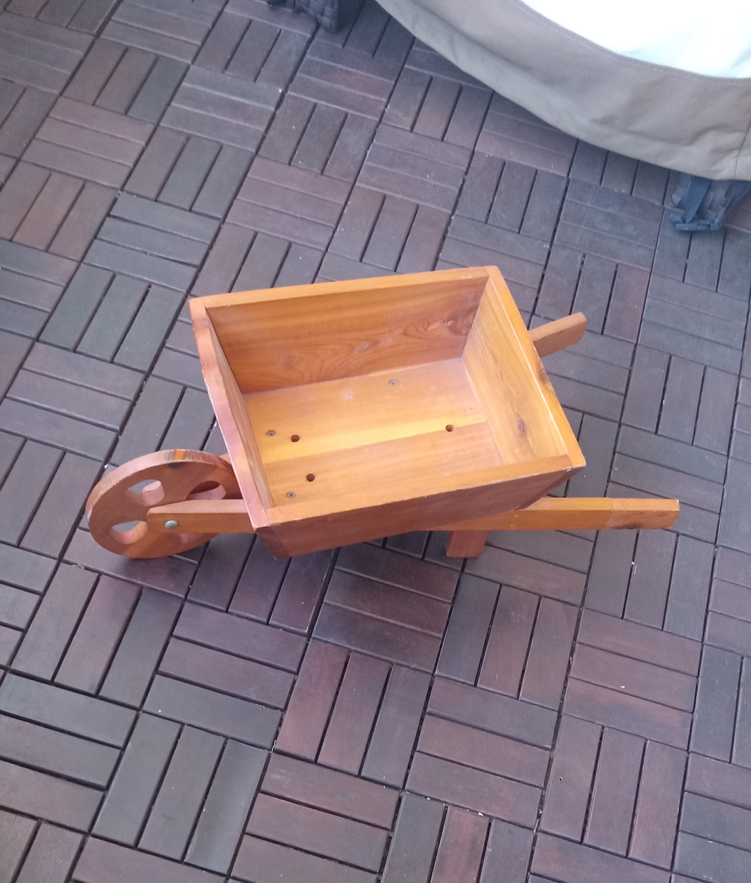 Planter - Wooden wheel barrel