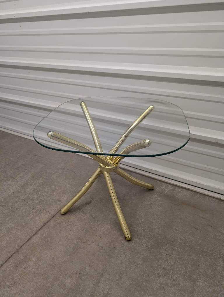 Modern Brass X-Frame & Tempered Glass Top Coffee Table - photo 2