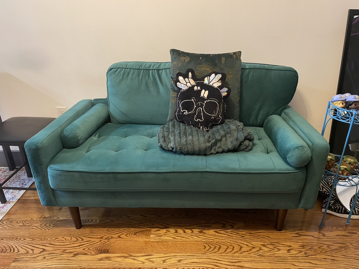 Green Velvet Loveseat / Couch