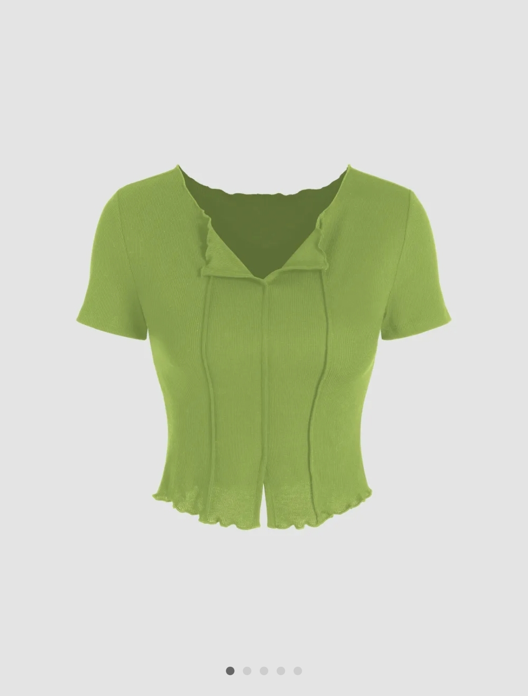 [Unsealed] Three Knit Vneck Trim Short Sleeve Top (XS) - photo 3